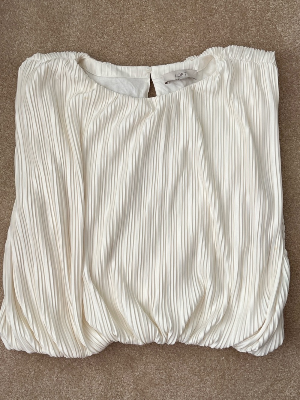 LOFT Cream Pleated Blouson Top